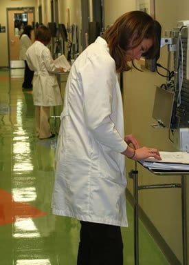 UAMS dietetics interns prepare for a clinical skills exercise with standardized patients.