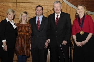 (From left to right) Kathryn, Joy, Chad and Tommy May alongside Stacy Rudnicki, M.D.