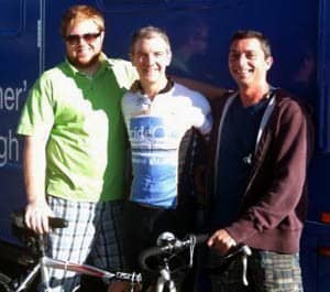 Steve Barger with members of his support crew during his ride. 