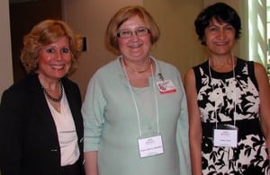 Anne-Marie Maddox, M.D., symposium course director, (center) with presenters Susan M. O’Brien (left) of M.D. Anderson Cancer Center and Sima Jeha, M.D., of St. Jude Children’s Research Hospital.