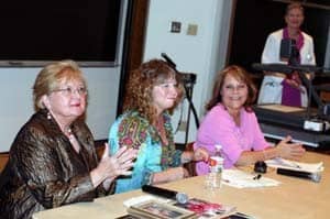 Laura Hutchins, M.D., (far right) moderated a panel of former breast cancer patients. 