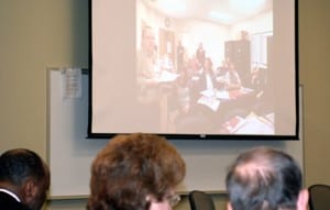 Participants from around the state at hospitals such as Baxter Regional Medical Center in Mountain Home (on projector screen) were part of the Stroke Champions Conference. 