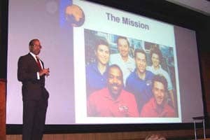 Former astronaut Bernard A. Harris Jr., M.D., speaks at UAMS.