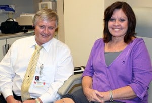 UAMS’ Richard Evans, M.D., told Martha Pearson she can expect her knee implants to be permanent.  