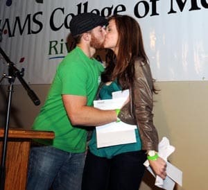 Matt Parker celebrates with his girlfriend Lacey Perrin, who both matched at UAMS.