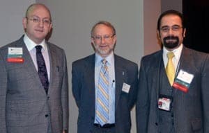 Course director Issam Makhoul, M.D., (right) stands with fellow presenters UAMS’ Mazin Safar, M.D., (left) and Richard Goldberg, M.D., of North Carolina Cancer Hospital.