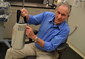Bob Anderson’s oxygen needs are now supplied by a small portable oxygen tank which allows him to be more mobile. 