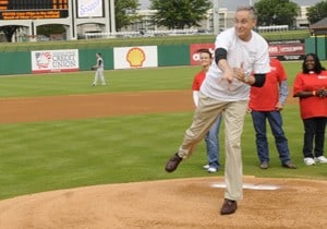 UAMS Chancellor Dan Rahn threw out the first pitch at the Arkansas Travelers’ game, helping raise awareness about stroke and honoring stroke survivors.