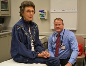 After years of failed cancer treatments, Minnie Storment (left) found UAMS’ Donald Bodenner, M.D., Ph.D., (right) and an effective treatment for her thyroid cancer. 