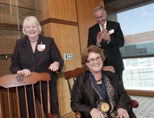 Ann Riggs (center) also was honored with an endowed chair during the recent ceremony.