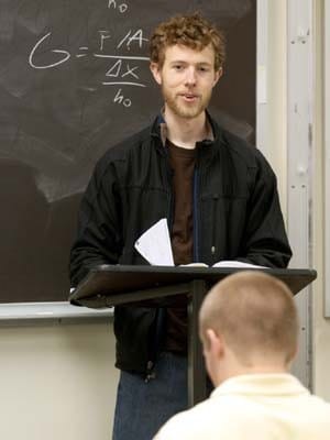 Course participants praised COM student John Cheairs for his knowledge of physics and his ability to communicate complex information.