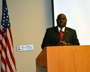 State Rep. Fred Allen of Little Rock speaks at the UAMS Martin Luther King Jr. celebration.