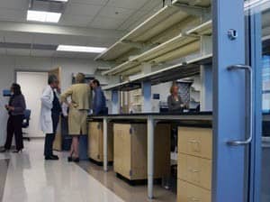 An open house was held for UAMS employees to tour the new cancer research labs.