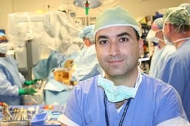 Rabii Madi, M.D., used UAMS’ da Vinci Surgical System robot to remove a cancerous kidney and cancerous prostate through the same small incision.