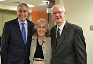 (From left) Chancellor Dan Rahn, M.D., Fran Hagstrom, Ph.D., assistant dean for health professions at the University of Arkansas, and Peter Kohler, M.D.