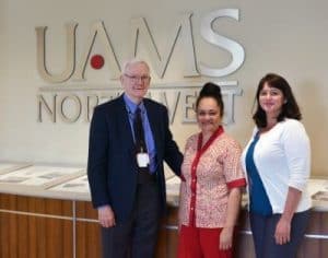 (From left) Peter Kohler, M.D., vice chancellor for UAMS' northwest Arkansas campus poses for a photo with the co-directors for the new Center for Pacific Islander Heath, Nia Aitaoto, Ph.D., and Pearl McElfish.