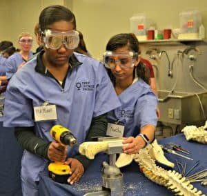 Thirty-three high school girls participated in the Perry Initiative outreach workshop on Dec. 5 at UAMS, featuring hands-on activities to encourage careers in orthopaedic surgery.