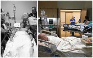 The Johnson brothers saw each other immediately before and after the surgeries. Jeff visited James in pre-op, and nurses wheeled James into Jeff's room after the transplant surgery.