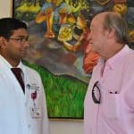 Sanjeeva Onteddu, M.D., (left) treated Ricky Mays after Mays suffered a stroke while visiting a patient at UAMS.