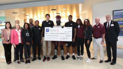 Group shot of check presentation