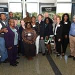 Community Scientist Academy graduates along with UAMS faculty and staff are (l-r): Camille Hart (staff), Charles Moore (back), Carl Farr, Sarah Facen, David Miller (back), Pat Kissire, Virginia Wilhelm, Nicki Spencer (staff), Willie Wade (back), Onie Norman, Larry Taylor, Marvin Hayenga (back), Sylvia Halliburton, Mary Aitken (faculty), Kate Stewart (faculty), Esther Dixon, David Robinson (staff) and Kimberly Moore. (Not pictured: Marilyn Bailey-Jefferson, Freeman McKindra, Suzanne Overgaard and Joy Rockenbach)