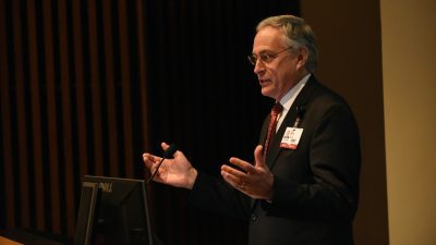 UAMS Chancellor Dan Rahn, M.D., speaks at the awards ceremony March 9.