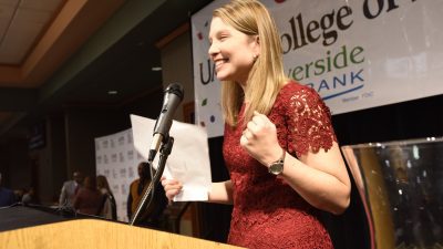 Student at podium