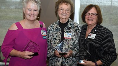 UAMS volunteers (from left to right) Paula Jovanovic, Pat Lavender and Theresa Overholt received awards at the luncheon.