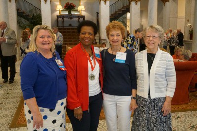 CON '67 graduates Freda Bush, M.D. (second from left), Marilyn Harper and Anita Mitchell, Ph.D., with College of Nursing Dean Patricia Cowan, Ph.D., R.N.