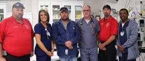 Larry Guthrie with the care hospital care team and Northstar EMS personnel who took care of him when he had his stroke.
