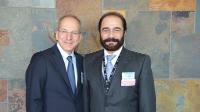 UAMS' Issam Makhoul, M.D., (right) served as course director for the Rasco Symposium on Colorectal Cancer and GI Malignancies, and Ronald Bleday, M.D., of Boston's Dana-Farber Cancer Institute was keynote speaker.