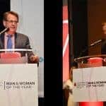 Peter Emanuel, M.D., director of the UAMS Winthrop P. Rockefeller Cancer Institute (left), and Harold Dean, L.C.S.W., O.S.W.-C., clinical social work program manager of the UAMS Myeloma Institute, each received Legacy Leadership Awards from the Arkansas Division of the Leukemia & Lymphoma Society.