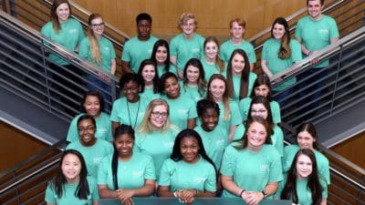 During the 12th annual Pharmacy Camp organized by the UAMS College of Pharmacy, the 23 students, seen here along with their counselors, learned about the wide range of careers open to them in the profession.
