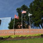 UAMS dedicated three new flag poles at a July 23 ceremony.