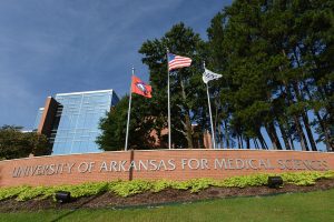 UAMS dedicated three new flag poles at a July 23 ceremony.