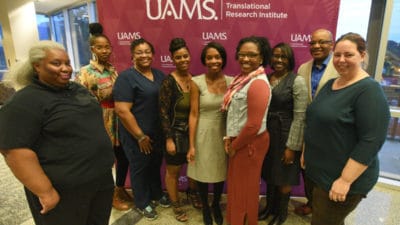 The fall 2018 Community Scientist Academy graduates are (l-r): Christine Murrell, Karen Boone, NaKisha Holmes, Sherita Williams, Sarah Pilcher, Jerusha Wynn, Dr. Julia Chears-Young, Jay Young and Ferrin Lunestad.