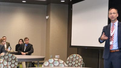 Arkansas Surgeon General Greg Bledsoe, M.D., speaks at the Arkansas Life Sciences Summit in Conway