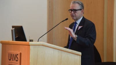 Curtis Lowery, M.D., welcomed the 80-plus attendees to UAMS' first Digital Health Conference.