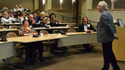 G. Allen Power speaks to the Dementia Update audience about the role medication plays in caring for patients with dementia.