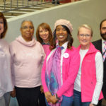 Honorees at the UALR Trojans women's basketball Pink Game were (left to right) Liz Caldwell, Donna Boxley, Laurie Shell, Abby Ellington, Terri Seiter and Issam Makhoul, M.D.