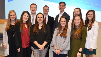 Doug Hoey, CEO of the National Community Pharmacists Association, visits with the leaders of the UAMS College of Pharmacy's NCPA Student Chapter.