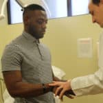 CJ Johnson visits David Bumpass, M.D. for a follow-up months after surgery.