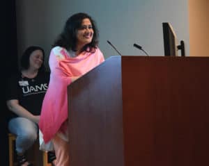 Manisha Singh, M.D., told the audience that poetry is a very personal thing for her.