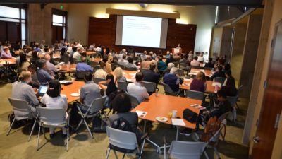 UAMS cancer researchers gathered May 2 for the inaugural Winthrop P. Rockefeller Cancer Institute Research Retreat.