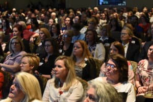 UAMS employees filled the Fred W. Smith Auditorium in the Spine Institute for the town hall.