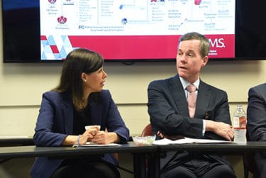 Rosenworcel, left, and Patterson, right, discuss digital health during a series of presentations about the subject.