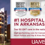 Badge honoring UAMS as No. 1 Hospital in Arkansas