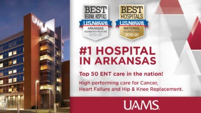 Badge honoring UAMS as No. 1 Hospital in Arkansas