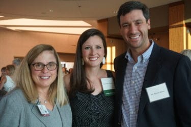 College of Pharmacy Dean Cindy Stowe, Pharm.D., Kristen Belew, Pharm.D., COP '16, and her husband Barrett at Friday night's reception.