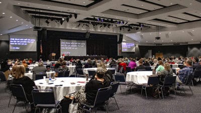 More than 300 health care professionals gather to listen to presentations at the UAMS Institute for Digital Health's 2019 Stroke Program Conference.